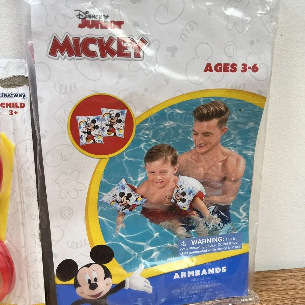 Lot Disney Jr Mickey Mouse‎ Swim- Armband Arm Floaties, Goggles, Swim Tube Float